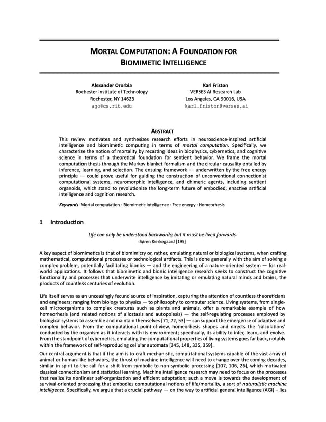 Mortal Computation -- A Foundation for Biomimetic Intelligence
